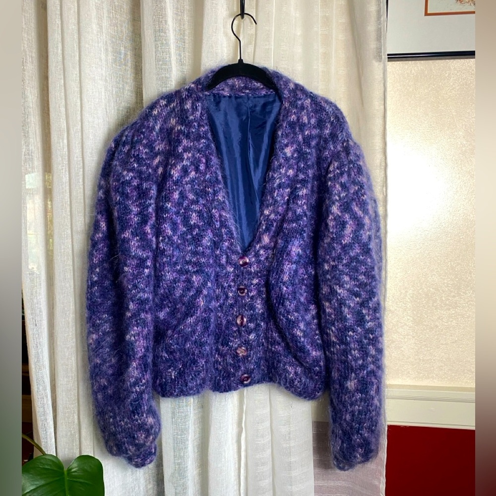 Vintage Mohair Wool Sweater XL Hand Knit Chunky Oversize Lagenlook Cottage Fairy